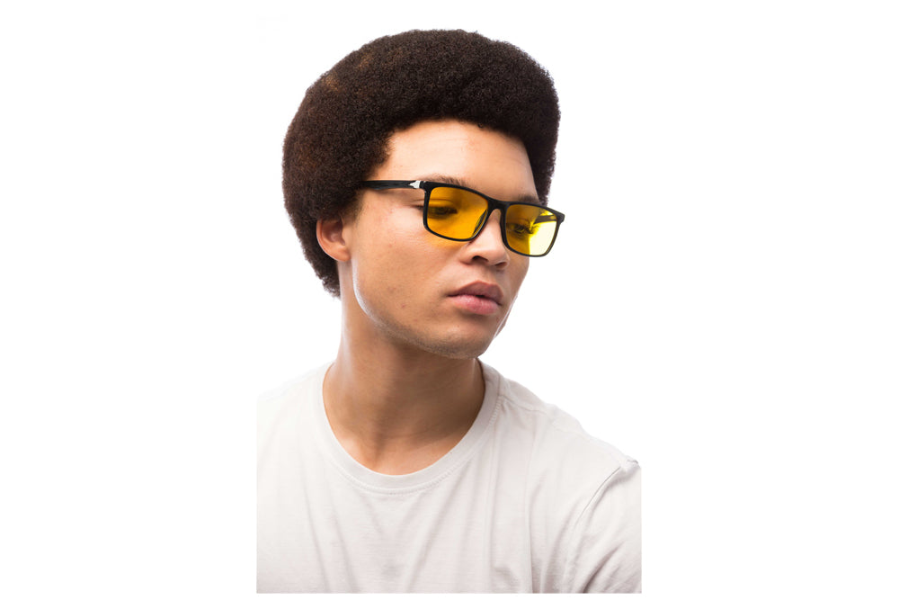 Man Wearing Brooklyn Light Sensitivity Glasses Prescription